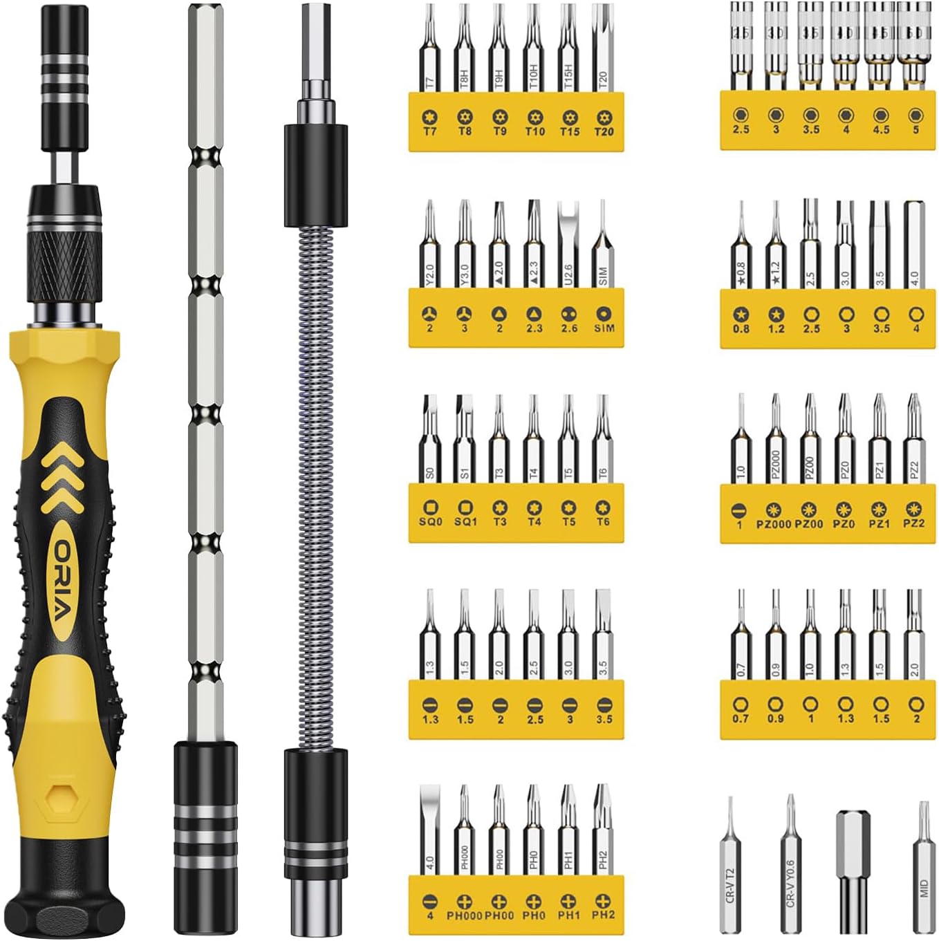 ORIA Precision Screwdriver Set. 61 in 1 Small Screwdriver Set with 57 Precision Bits. Portable Repair Tool Kit. Magnetic Screw Driver Kit with Extension Rod for Smartphone. PC. Watch.Toys. Blue