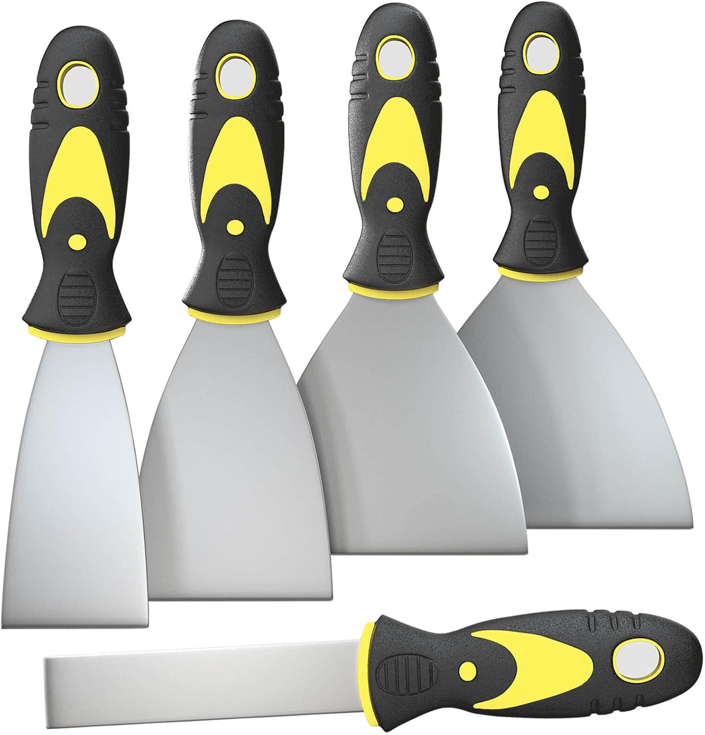 5Pcs Putty Knife. Set. 1 2 3 4 5 Scraper. Spackle Knife. Paint Scraper. Scraper Tool. No Rusting. Perfect For Repairing Drywall. Removing Wallpaper. Mud. Plaster Scraping