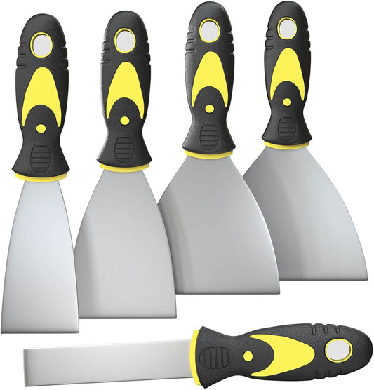 5Pcs Putty Knife. Set. 1 2 3 4 5 Scraper. Spackle Knife. Paint Scraper. Scraper Tool. No Rusting. Perfect For Repairing Drywall. Removing Wallpaper. Mud. Plaster Scraping