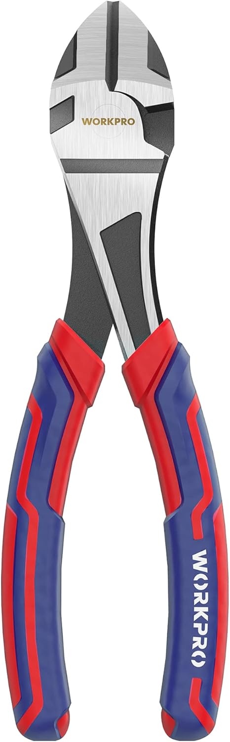 WORKPRO 7-Inch Diagonal Pliers in CRV Steel for Cutting Wires. Bi-material Handle Comfort Grip