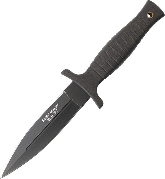 Smith & Wesson SWHRT9B 9in High Carbon S.S. Fixed Blade Knife with 4.7in Dual Edge Blade and TPE Handle for Outdoor. Tactical. Survival and EDC