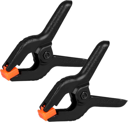 12 Pack Plastic Spring Clamps. 3.5inch Small Heavy Duty Clips for Crafts. Backdrop Stand. Woodworking. Photography Studios (Black)
