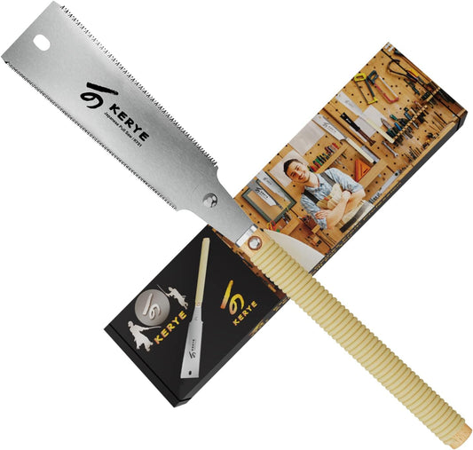 KERYE Japanese Pull Saw 9.5 Inch. Hand Saw with Double Edges of 10/17 TPI and Replaceable Blade. Ryoba Wood Cuttter. Sharp and Light Woodworking Tools Gifts for Men and Women-KY01