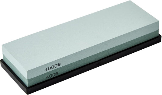Knife Sharpening Stone with Non-slip Rubber Base. 400/1000 Grit Premium Whetstone. Double-Sided Knife Sharpener for Kitchen. Waterstone for Honing Blades Manually
