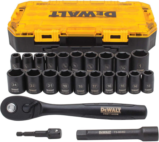 DEWALT Impact Socket Set with Ratchet. Metric/SAE. 1/2 Drive. 23-Piece Set with Case (DWMT74739)? ?