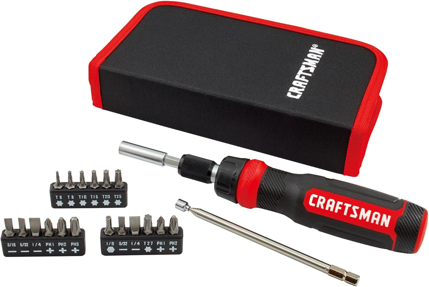 CRAFTSMAN Ratcheting Screwdriver. Multibit Set. 26-Piece (CMHT68001)
