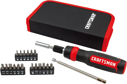 CRAFTSMAN Ratcheting Screwdriver. Multibit Set. 26-Piece (CMHT68001)