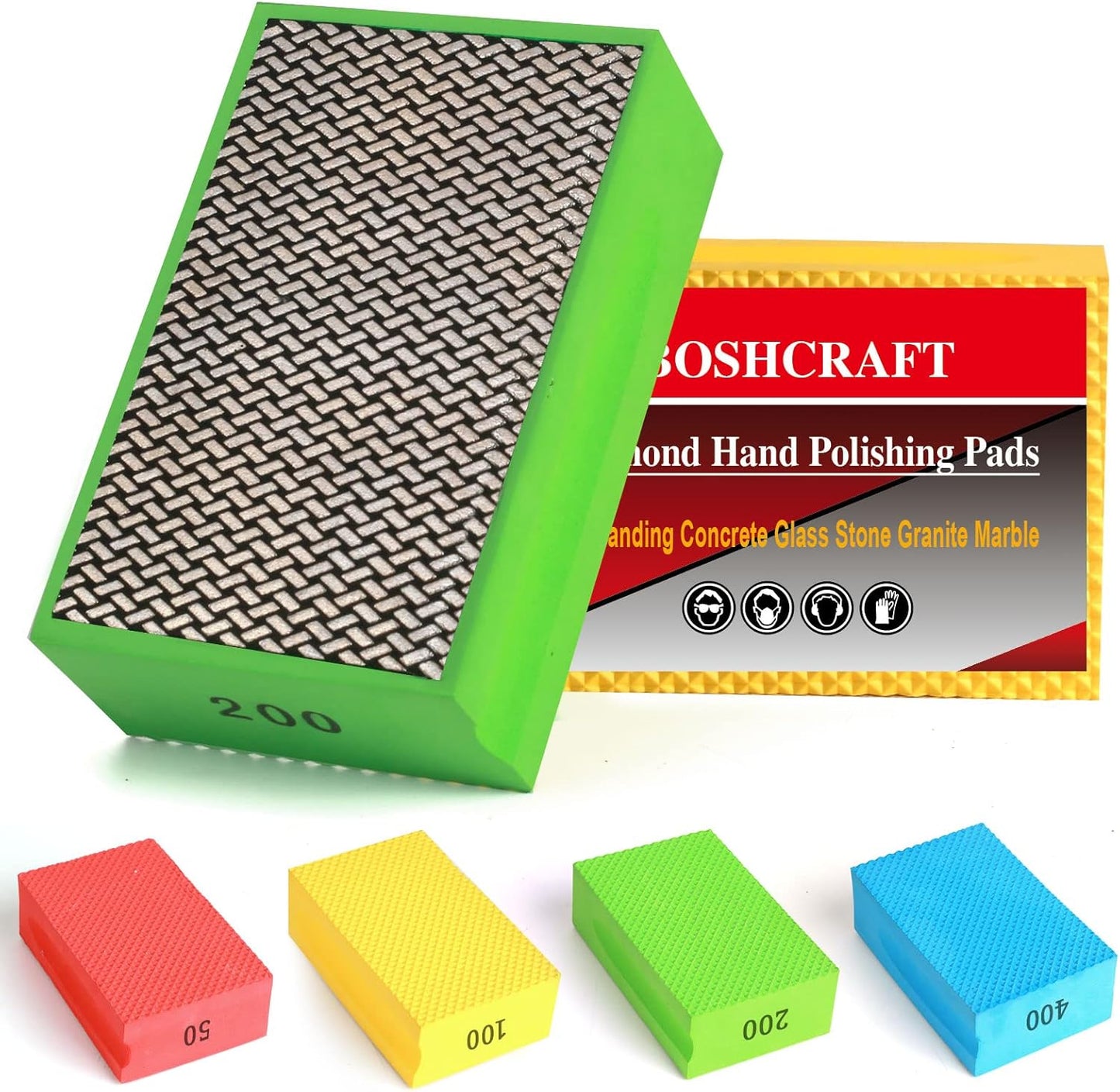 BOSHCRFAT 10 Pack Sanding Block. Washable and Reusable Sanding Sponge for Wood Drywall Metal Glasses Coarse/Medium/Fine/Superfine in 60/80/100/120/180/220 Grit Sandpaper Block Sand Paper Brick